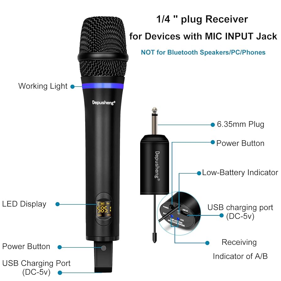 Amazon.co.jp: Depusheng W8 ワイヤレスマイク、充電式